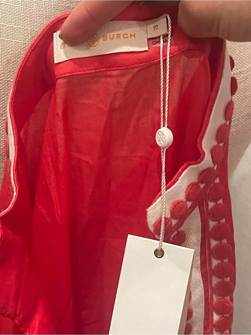 Tory Burch Red Tunic with White Trim